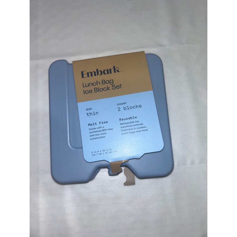 Embark Lunch Bag Ice Block Set 2 Count Blue Thin Reusable BPA-Free Cooling Packs